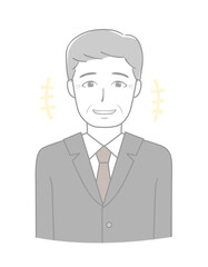 笑っているスーツのシニア男性