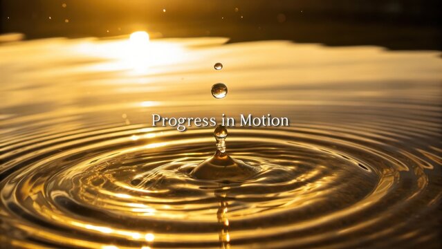 Captivating Drop of Water Creating Ripples at Sunset with Glowing Reflections on Serene Water Surface