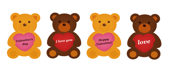 テディベアのメッセージフレームセット/バレンタイン・ハート・クマ/商品・イベント向け素材/Teddy bear message frame set