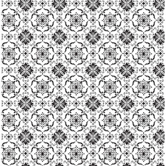 Intricate black and white floral pattern repeating seamlessly across the image