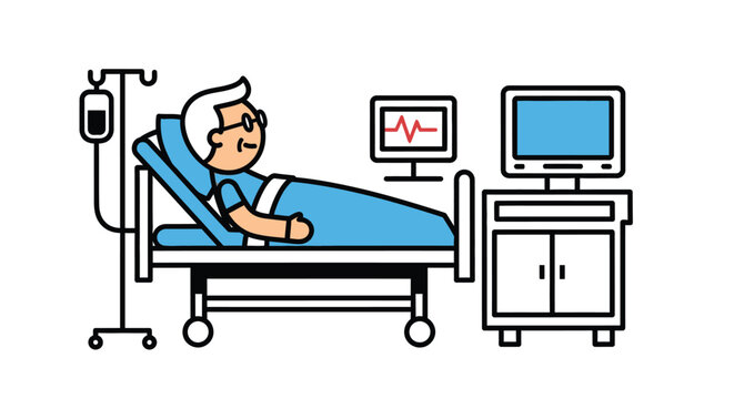 Patient hospital bed iv drip medical care health illness treatment