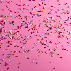 Pink Background with Colorful Party Confetti