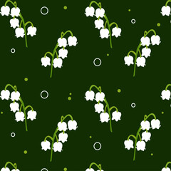 Hand draw flat lily of valley flower pattern