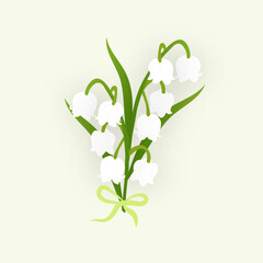 Beautiful lily of valley flower bouquet illustration