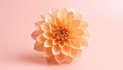 Delicate Peach Mesh Flower on Soft Pink Background. Ideal for use in branding, product presentation, cosmetic themes, greeting cards, modern design projects, and decorative visuals.