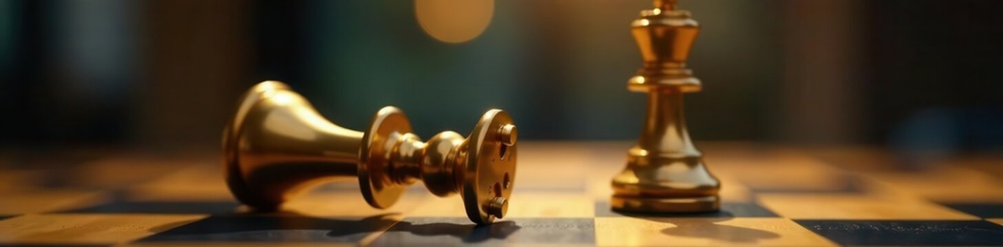 Gold chess king triumphant over fallen silver pawn , silver, game, checkmate
