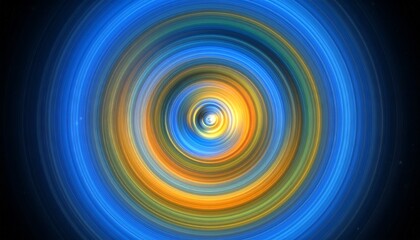 Vibrant Energy: An abstract illustration showcasing concentric circles of energy with radiant colors, radiating from the center, creating a dynamic visual experience.