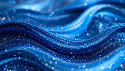 Abstract Blue Fabric: Waves of shimmering blue fabric cascade in a mesmerizing display of texture and light, capturing the essence of elegance and fluidity.