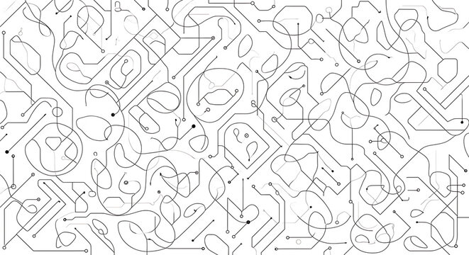 Abstract network of flowing lines and nodes creating a modern, dynamic digital connection pattern.