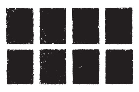 Set of grunge jagged rectangle shape. Vintage grunge boxes for collage, text, banner, sticker, poster design. paint brush grunge border frame. black grunge rectangle on a tranparent background.