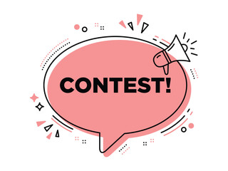 Contest Banner Vector Illustration. Contest! Speech Bubble Design