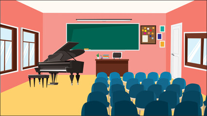 Collage Music Practice Room Piano Vector Univercity School Rehearsal Room Interior Front View Illustration © Gaurav