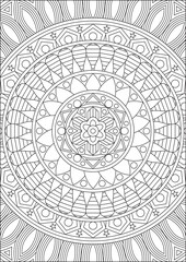 Mandala Art Design Coloring Page For Adult Color Hobby People Line Art Vector