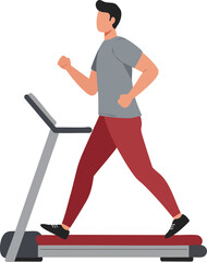Fototapeta premium Vector Illustration of Person Running on Treadmill in Modern Minimalist Style with Neutral Colors for Fitness and Exercise Design