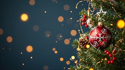  Realistic Vector Evergreen Pine Branch Top Border with Glowing Globe Lights