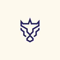 Lion head with a crown logo vector 