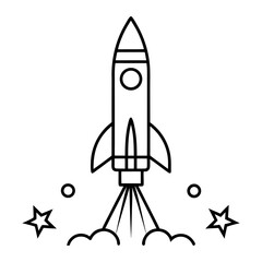 Obraz premium Vector illustration of a rocket launch silhouette