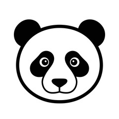 Simple black and white panda head icon vector illustration.