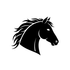 Elegant Black Horse Head Silhouette with Flowing Mane.