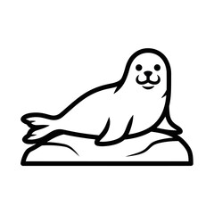 Cute seal resting on a rock smiling happily in the sunshine.