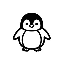 Adorable Cartoon Penguin with Round Body and Small Beak.