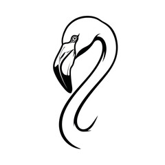 Elegant Flamingo Head Silhouette with Curving Neck.