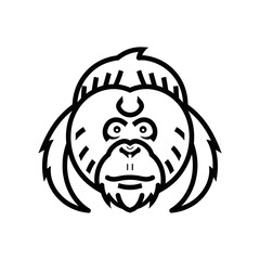 Stylized Orangutan Head Illustration with Bold Outline and Distinct Facial Features.