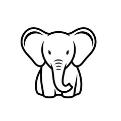 Cute Baby Elephant Outline Drawing Adorable Animal Illustration.