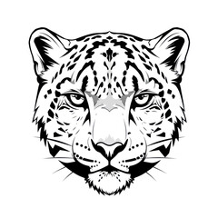 Detailed Black and White Jaguar Head Portrait with Intense Gaze.