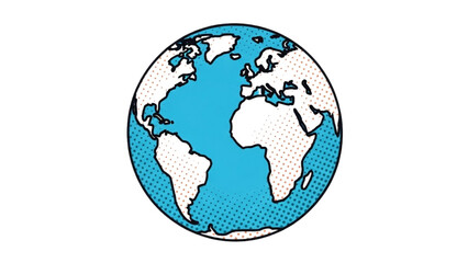 Illustration of Earth globe in a comic book art style with continents and oceans