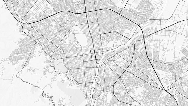Sapporo City Map. Minimalist black and  white line art poster for printing, wallpaper, wall art, and map  resources for home and office decor