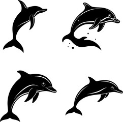 Fototapeta premium Dolphin swimming water silhouette
