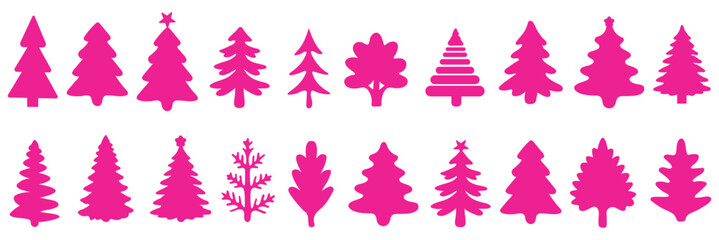 Christmas tree icon set. Vector illustration of pine silhouette