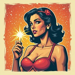 hand typography sparkle with vintage, proud, woman, signs, geometric, box, scheme
