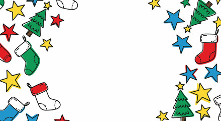 Hand Drawn Christmas Elements Border For Cards And Holiday Projects