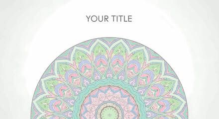 Pastel Colored Floral Mandala Against Light Grayish Background
