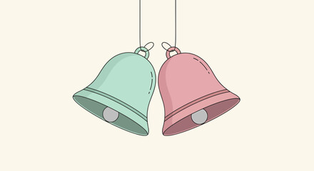 Pastel Festive Bells Ornamental Decoration Minimalist Holiday Design