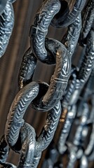 Close up view of metal chains showing strength and structure