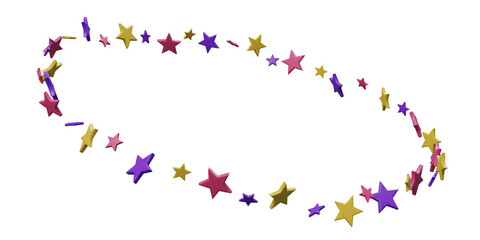 Circle with colorful stars on white or transparent background. 3d render.