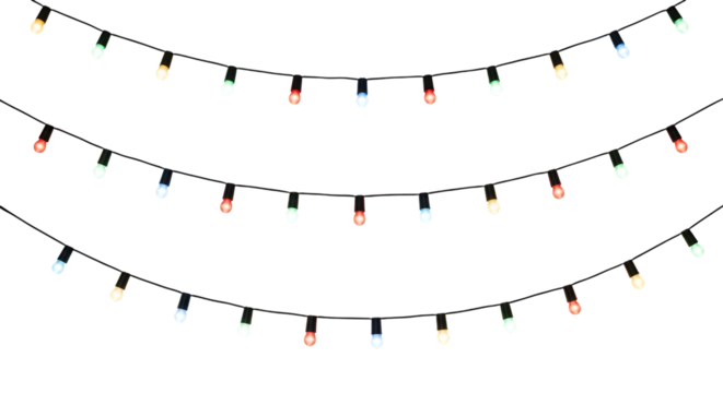 Light string isolated on transparent background