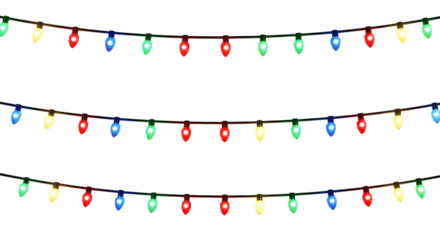 Christmas lights isolated on transparent background
