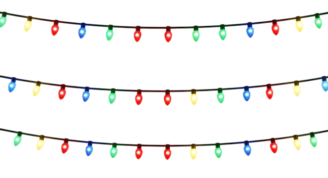 Christmas lights isolated on transparent background