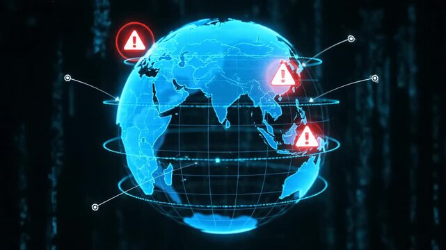 Global Cyber Threat Digital World in Danger - Network Security and Data Breach Risk