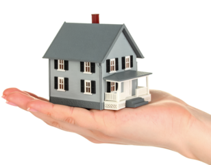 House in hand real estate investment property home ownership on transparent background