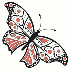 Decorative butterfly with intricate pattern isolated on