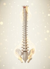 Wellness Posture Support: Healthy Spinal Column with Abstract Glowing Forms for Healing, Therapy, Good Posture, Bone Health, and Pain Relief.