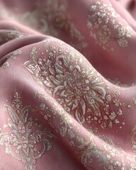 Elegant Floral Fabric Pattern with Subtle Pink and White Design