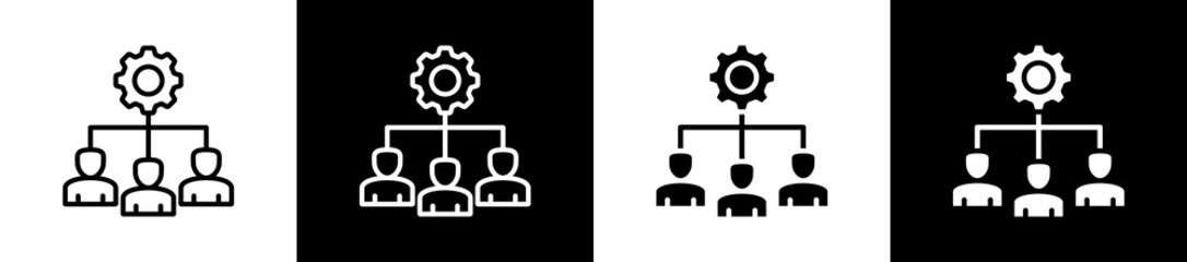 Regulations icon variations in line and glyph style on black and white background