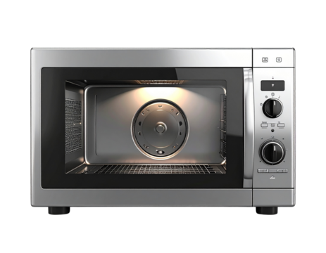 Silver Countertop Microwave with Digital Display – Home Appliance PNG