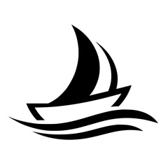 Simple minimalist boat logo silhouette vector design